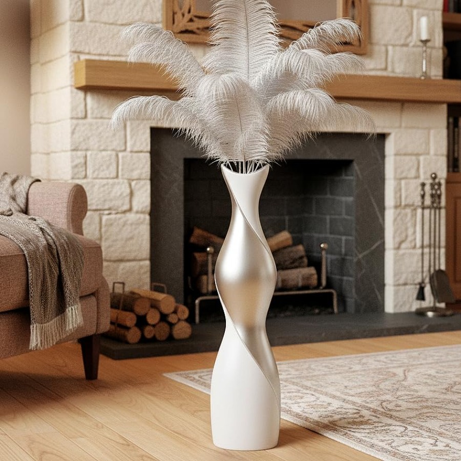 Pampas Grass Decor - Vas Lantai Modern untuk Ruang Tamu,