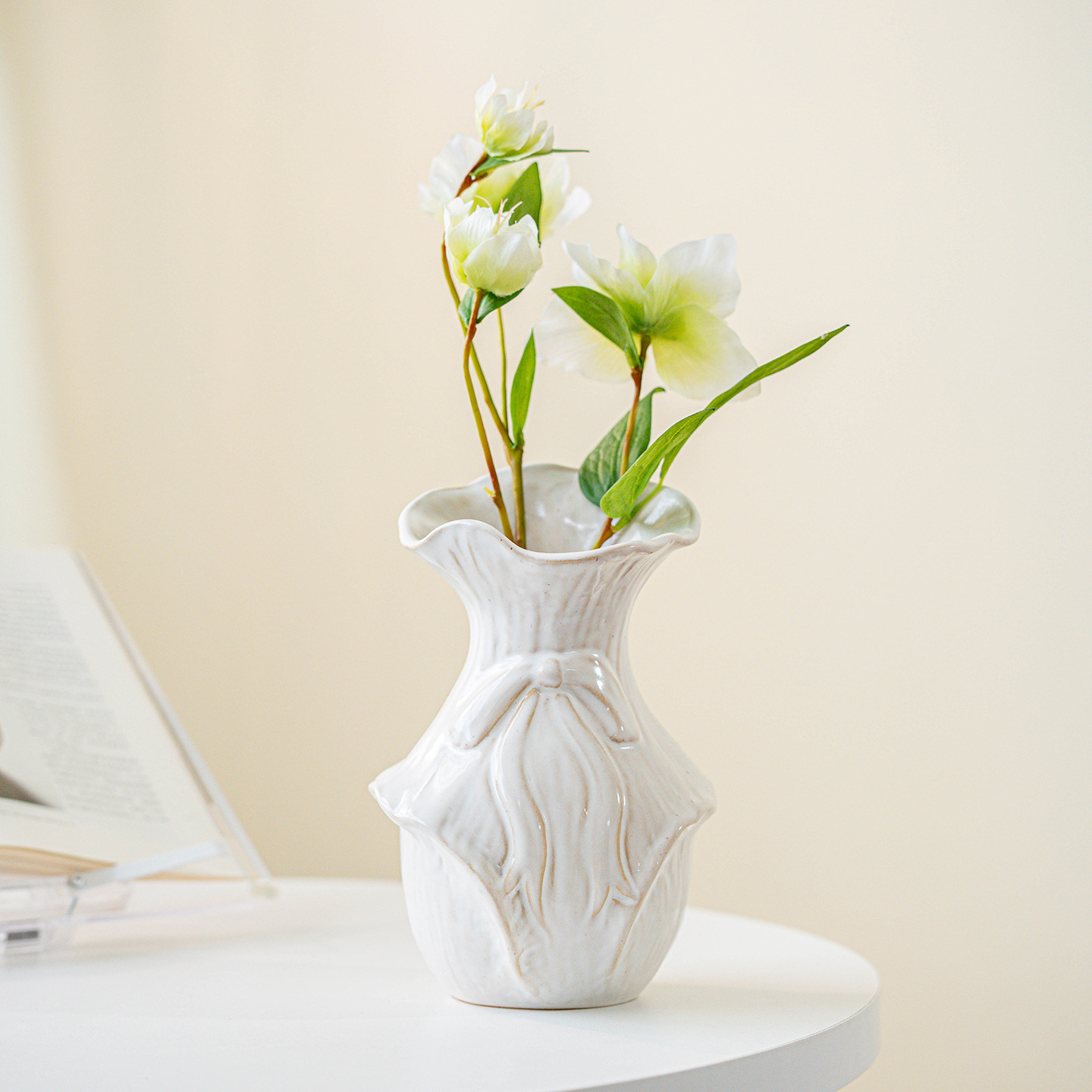 Pampas Grass Decor - CAPIRON Vas Keramik Nordik Retro untuk
