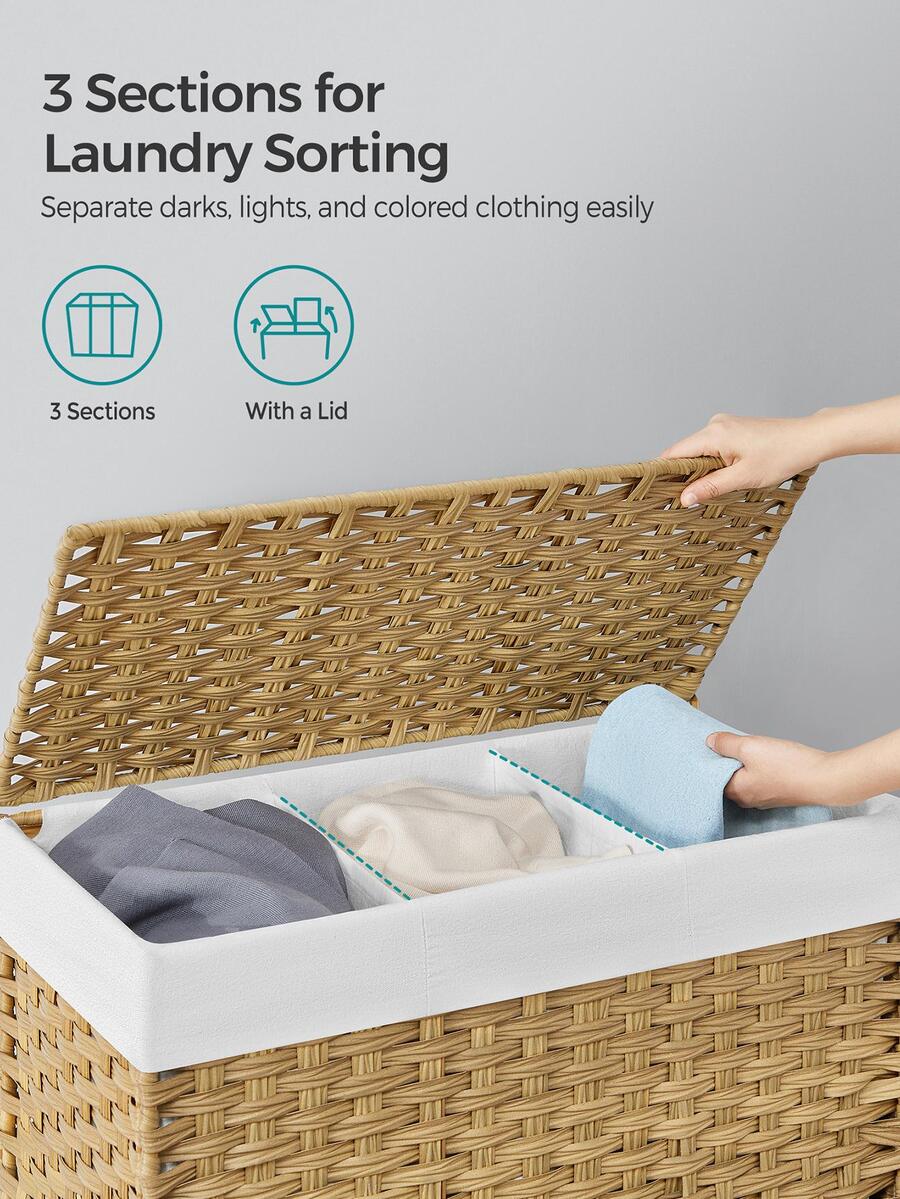 Keranjang Cucian dengan Tutup, - Rattan Plant Basket ulasan dan harga