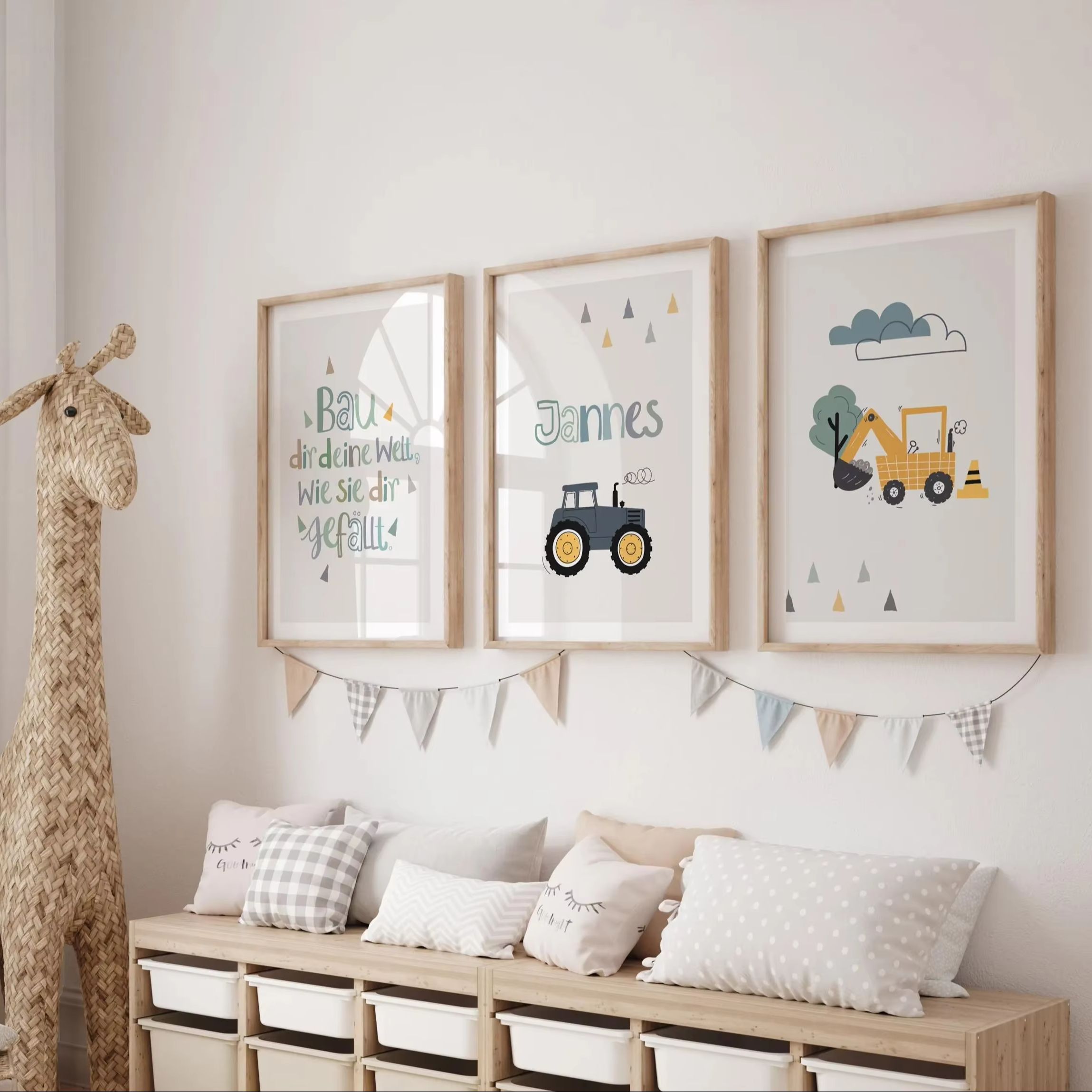 3pcs/set Kartun Excavator Trak - Home Decor Theme ulasan dan harga